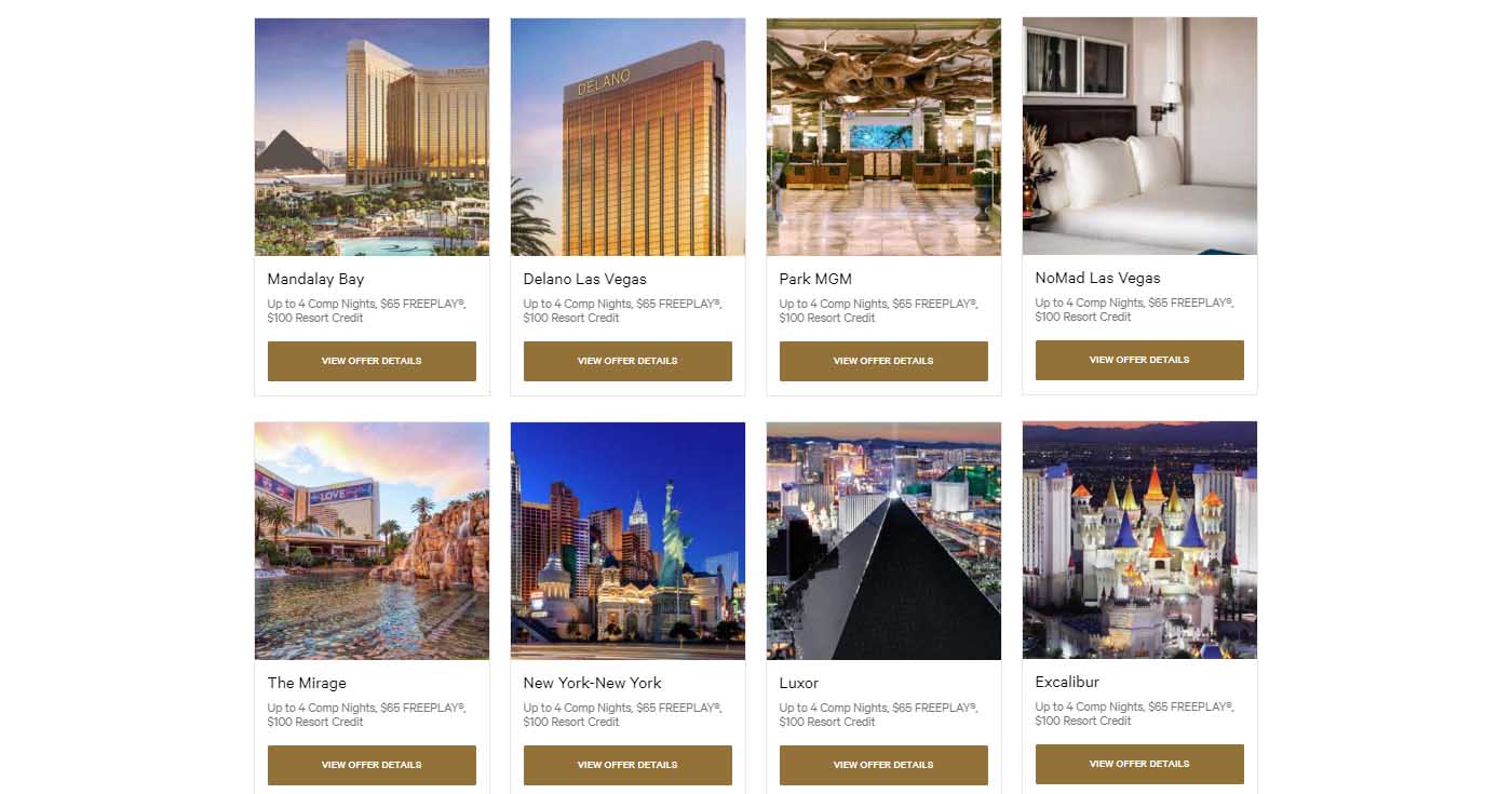 Las Vegas free rooms - MGM hotels offers